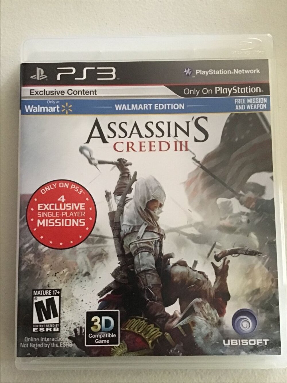 Assassin's Creed III Walmart Edition Sony PlayStation 3 PS3 Game And Case No Man